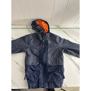 The North Face Boy’s Quinn Rain Jacket Blue Orange Zip Hooded Size XS